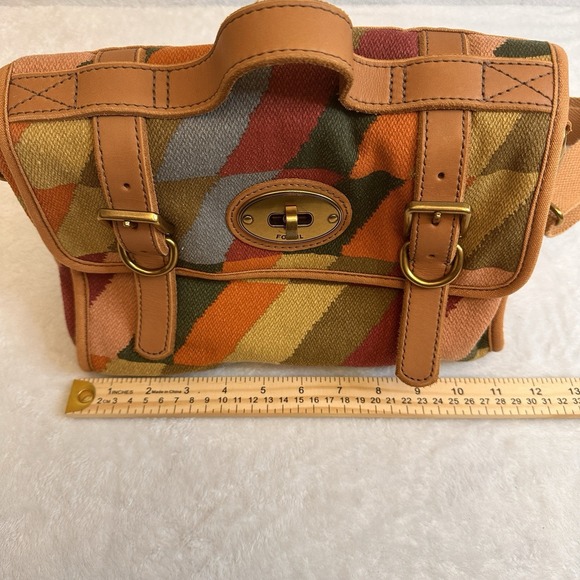 Fossil Multicolor Messenger Crossbody Bag Issue 54 With‎ Key Fob Vintage EUC - Picture 2 of 16